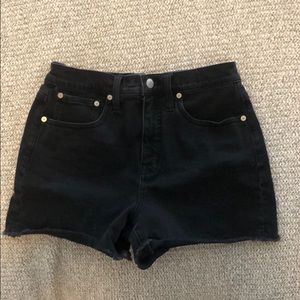 High rise madewell black denim shorts